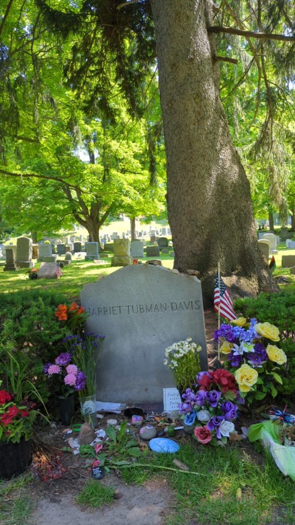 Harriet Tubman Davis grave stone at Fort Hill Cemetery in Auburn, New York.