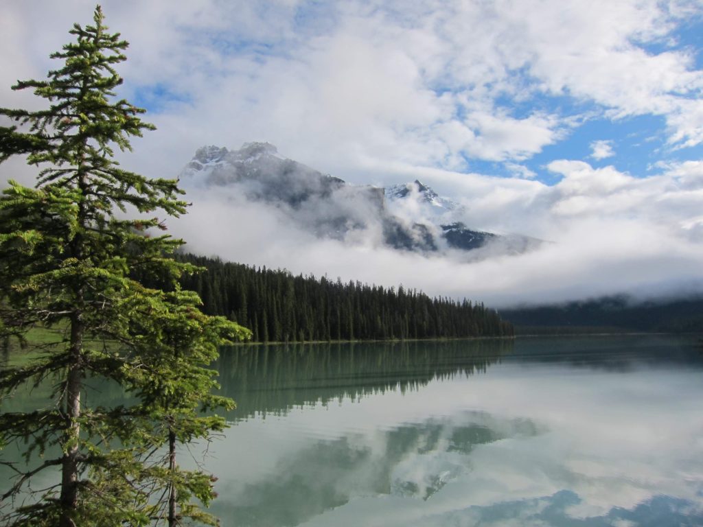 Morning mist over Lake Louise