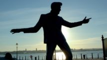 Elvis Presley statue on the waterfront.