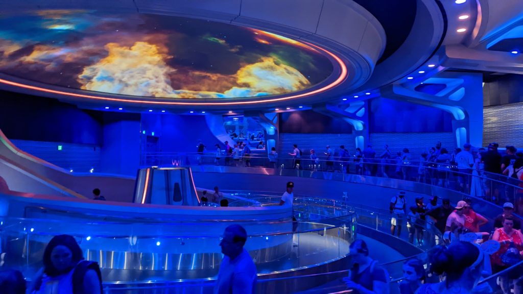 Guests waiting to ride the Guardians of the Galaxy- Cosmic Rewind ride at Epcot, Disney World.