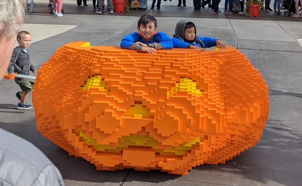 This giant LEGO pumpkin took Master Builders hundreds of hours to assemble for Brick-or-Treat, the autumn festival at LEGOLAND New York.