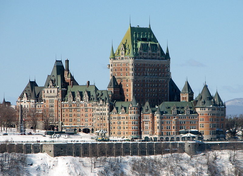 Chateau Frontenac on top of the Quebec City ramparts.