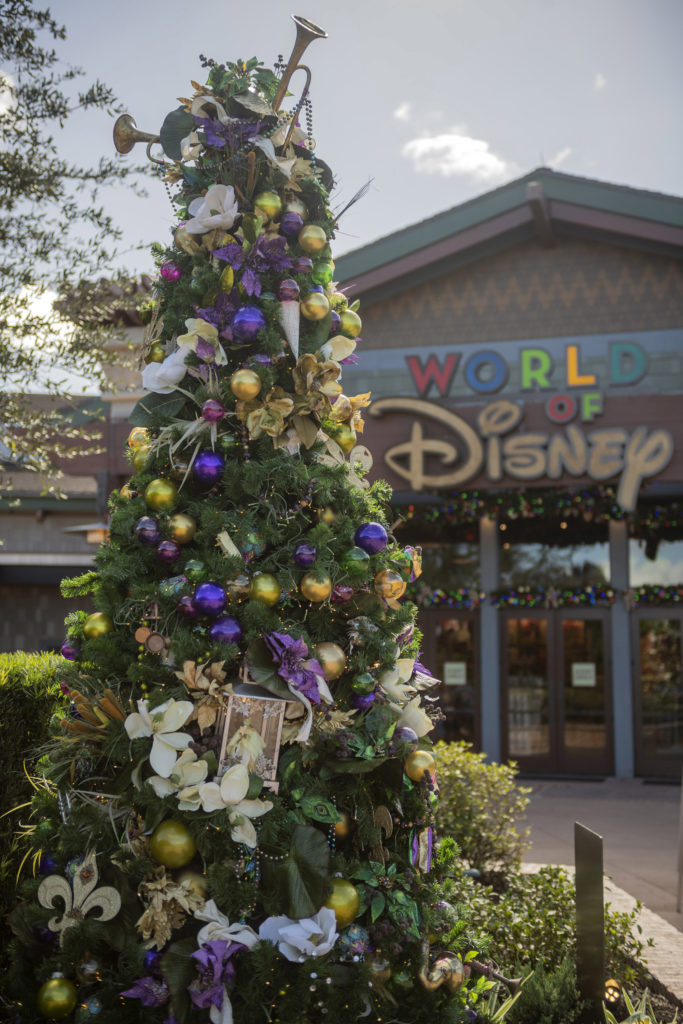 Admire the holiday decor at Disney Springs and look for the tree inspired by Disney’s “The Princess and the Frog,” which features Princess Tiana.