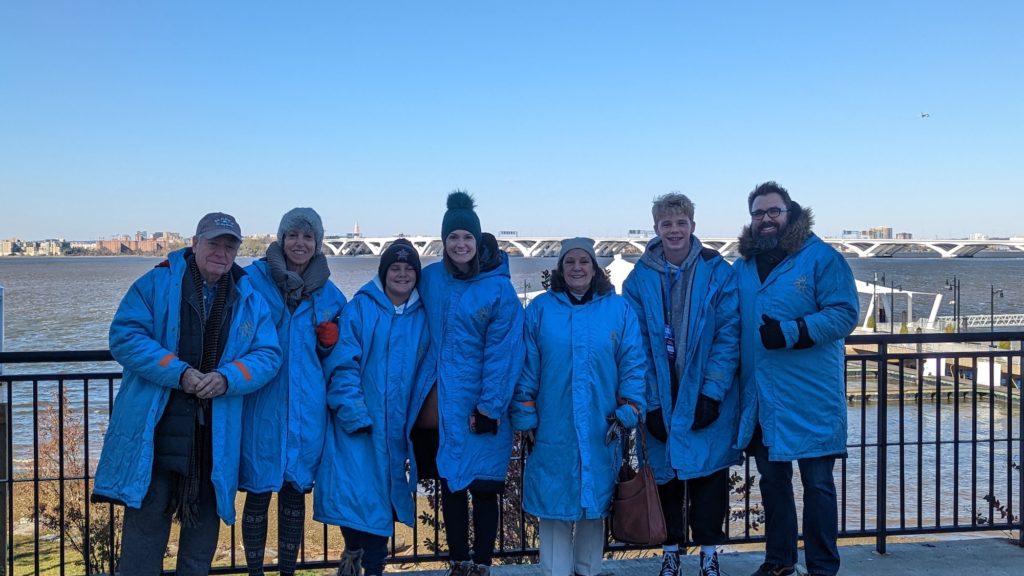 Three generations don the iconic blue parkas to brave the cold at the Gaylord National ICE! show.