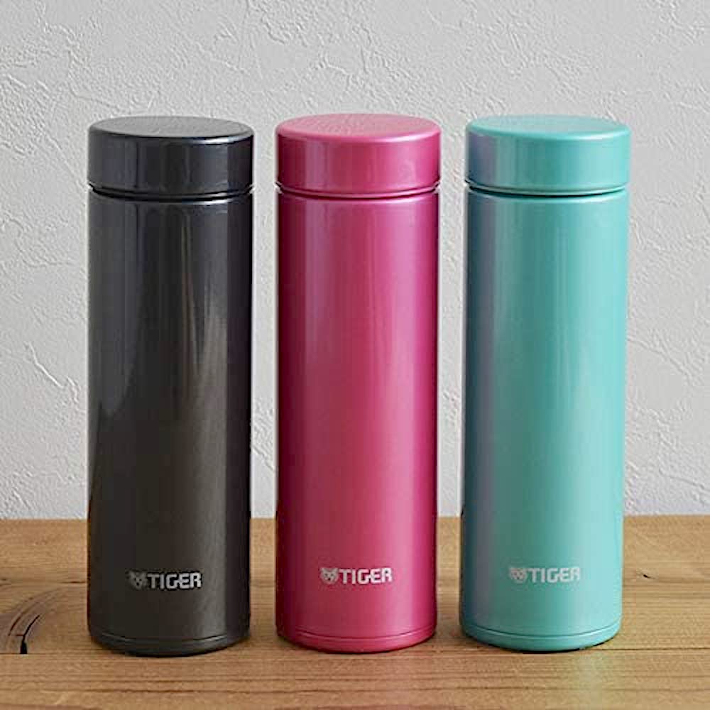 Three Tiger brand thermos water bottles hold hot and cold liquids at temperature for hours on end.