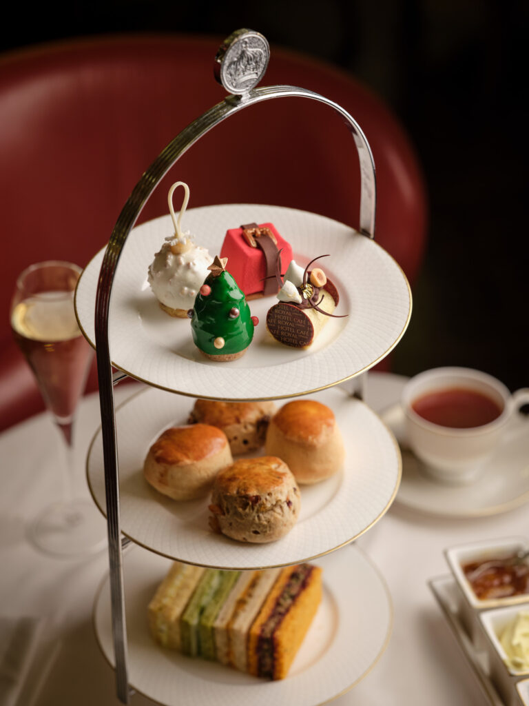 Afternoon Tea designed to celebrate the holidays at the Cafe Royal Hotel, London. Photo c. Cafe Royal Hotel