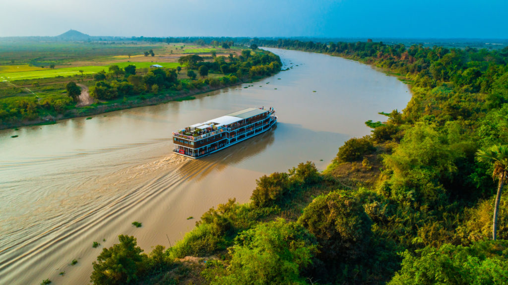 A Croisieruope river ship on the Mekong River 