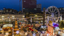 Glasgow, Scotland's George Square Christmas Market, seen from the air. Photo c.VisitBritain/Scott Salt