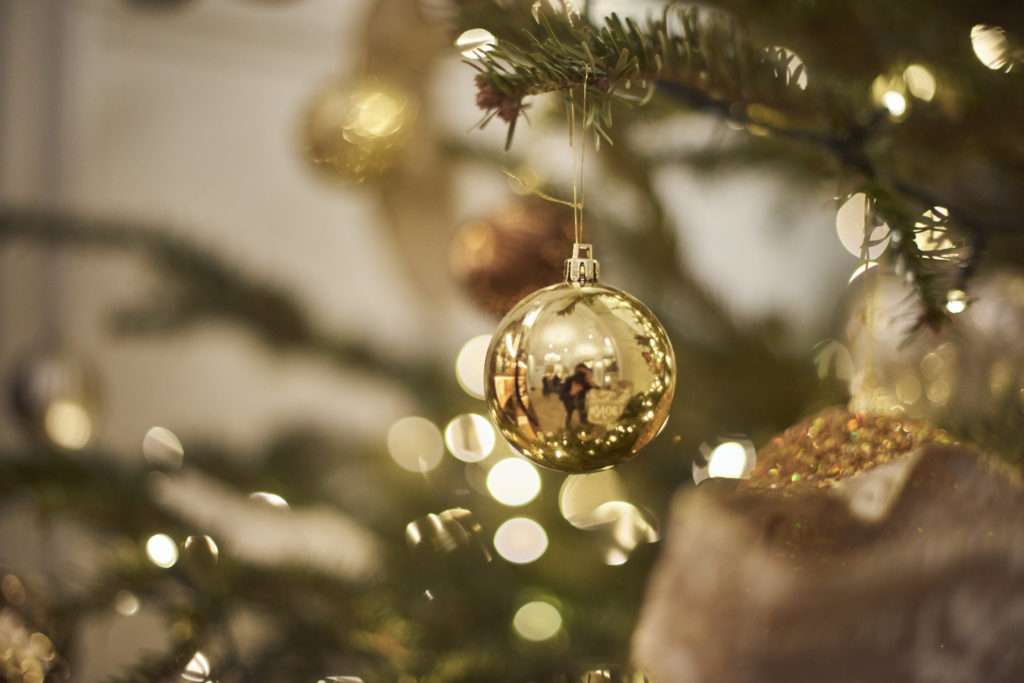 Close up Christmas tree at Hotel Principal in York, UK