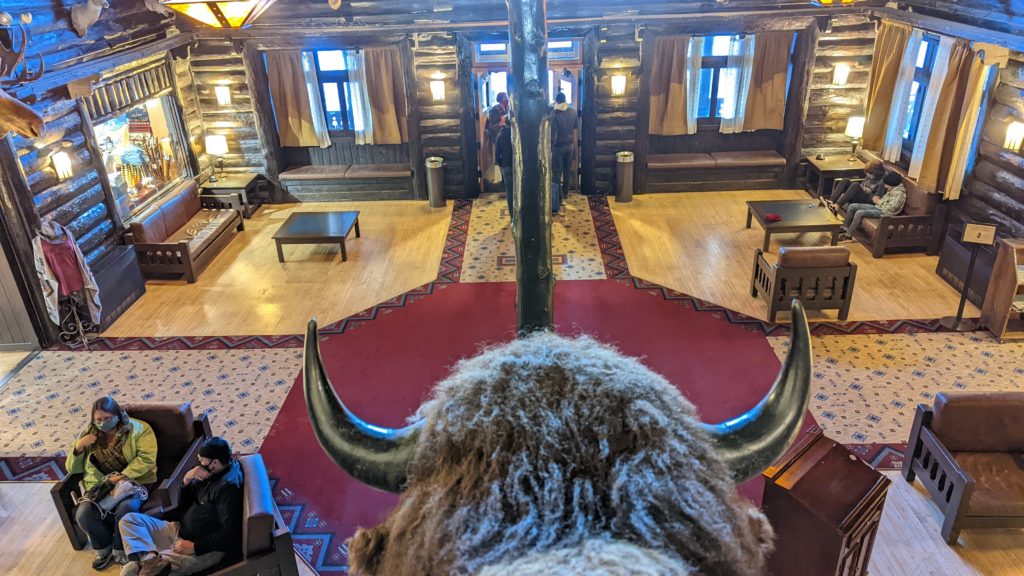 The lobby of El Tovar, the beautifully maintained classic Harvey House Hotel at Grand Canyon National Park.