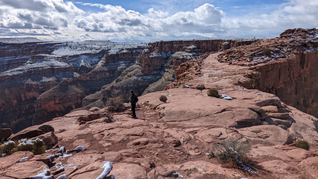 Visitors can hike out to the tip of Guano Point to study the West Rim of the Grand Canyon at Grand Canyon West.