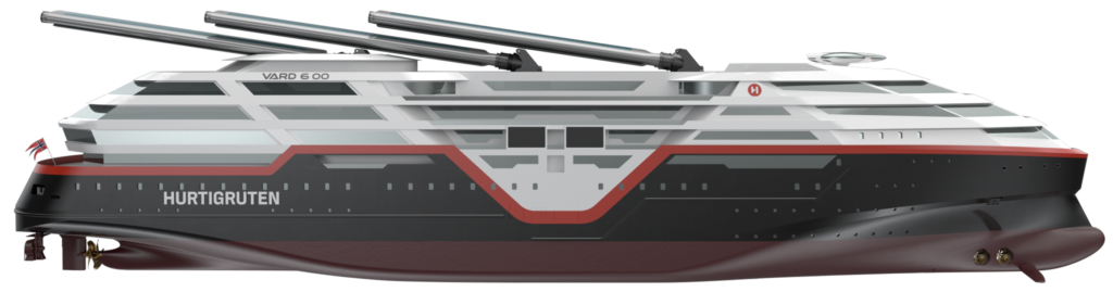 Contra-rotating propellers and retractable thrusters make Hurtigruten's Sea Zero concept ship more energy efficient. Photo c. Vard