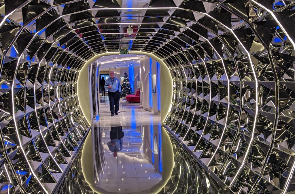 Mirrored corridor aboard the MSC Seascape is only one splashy environment that encourages passengers to take pictures.