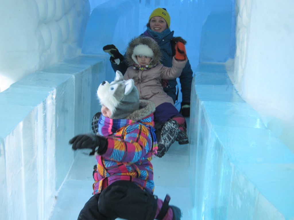 Ice Hotel has fun play areas where visitors can try ice tubes, even without inner tubes to sit on.