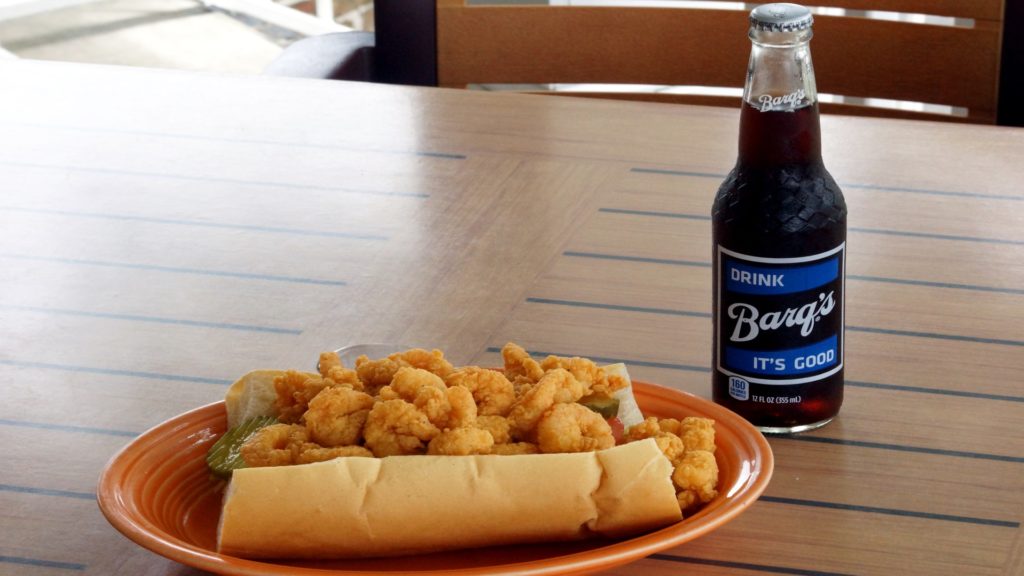 A classic shrimp Po'boy sandwich at the Harbor View Cafe in Biloxi, Mississippi. Photo c. Harbor View Cafe