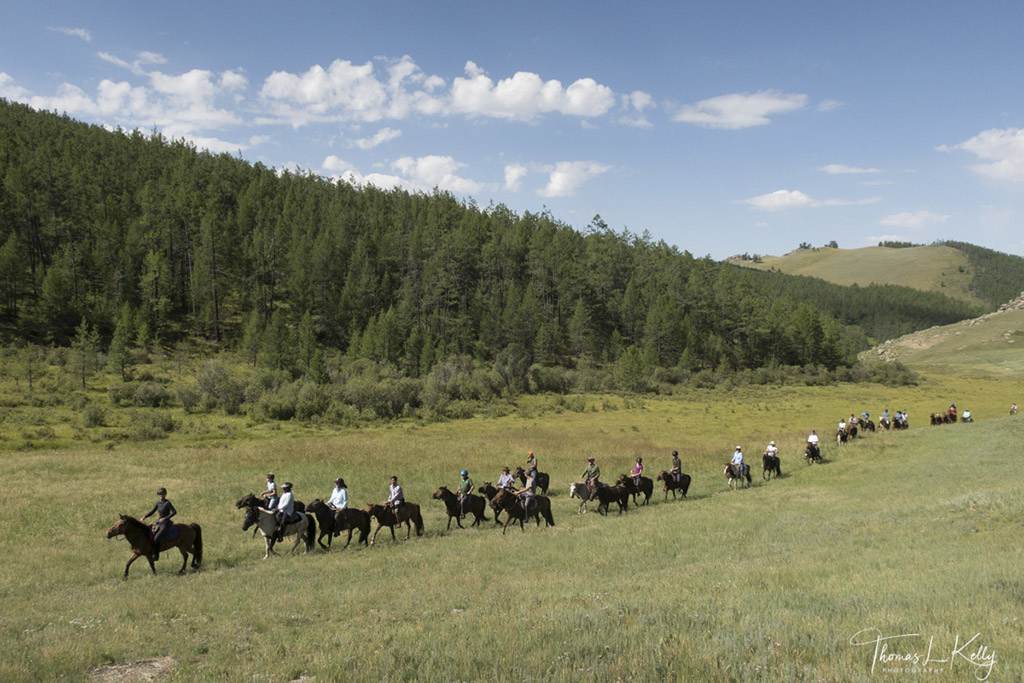 Trail ride across the Bukhan Valley of Mongollia. Photo by Thomas L. Kelly