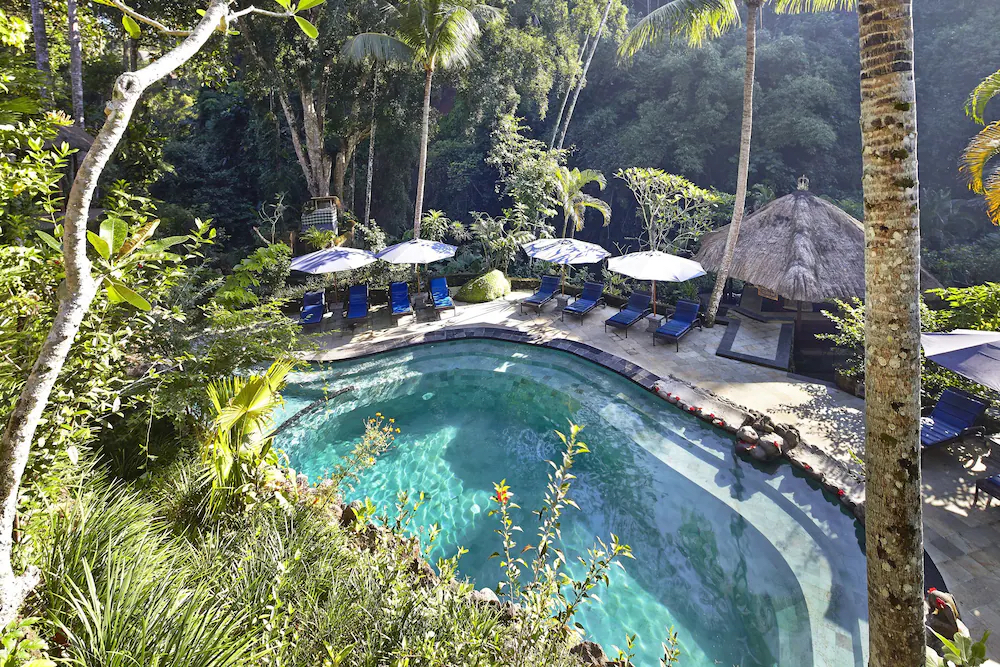 Aerial view of the Hotel Tjampuhan in Bali.