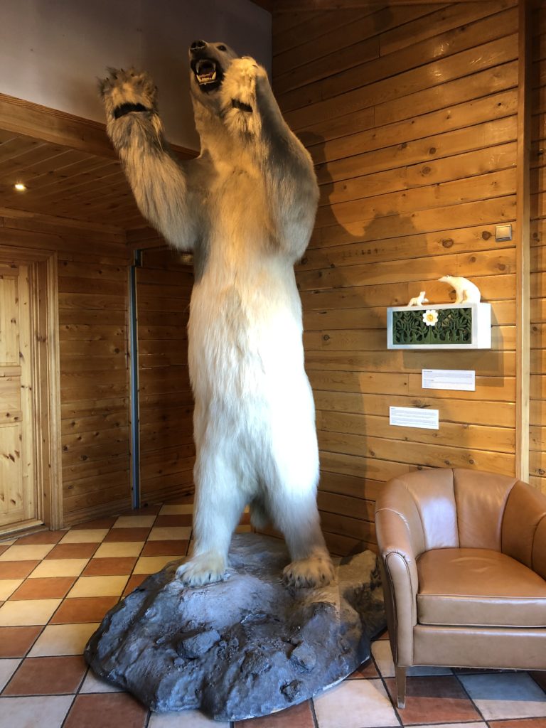 Hrammur the polar bear greets family adventurers at the Hotel Ranga in southern Iceland. Photo by Bethany Kandel