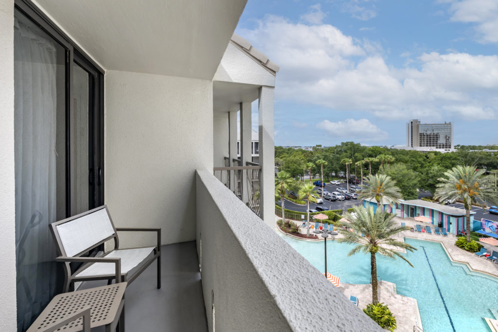 Poolview balcony at Holiday Inn Orlando in Disney Springs