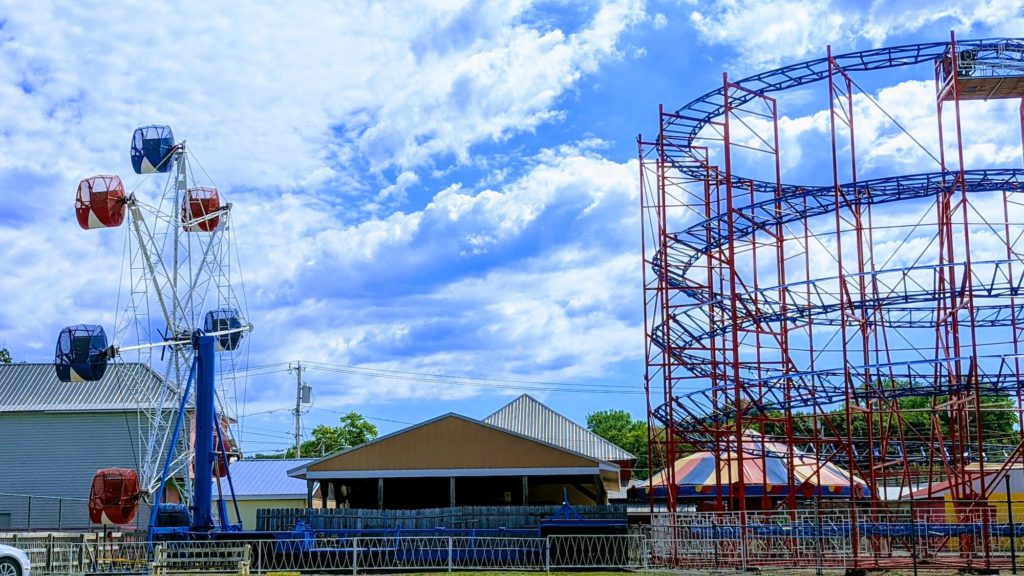 Old fashioned amausement park rides at Sylvan Beach, New York.