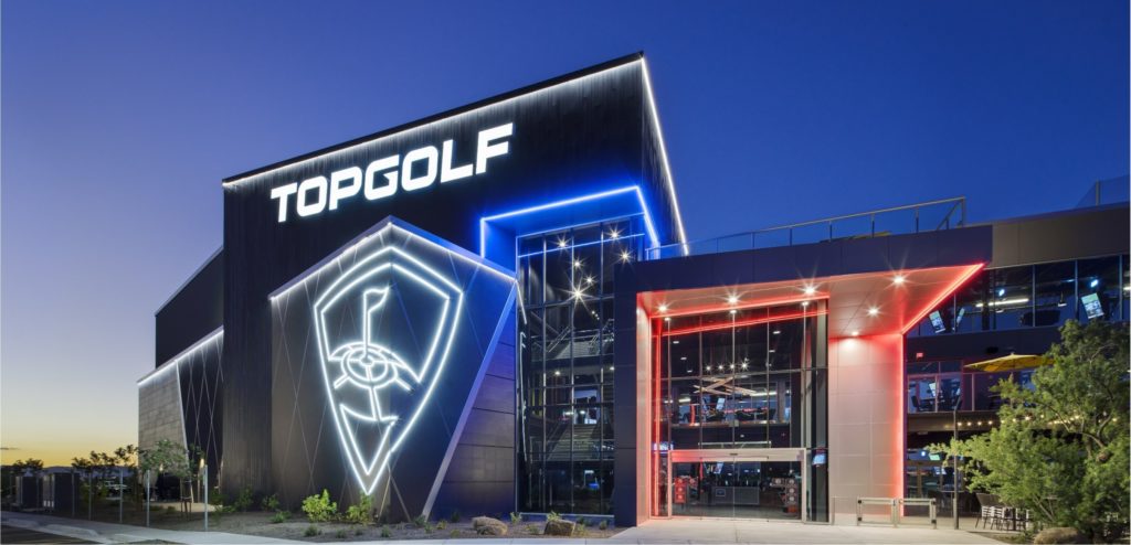 Exterior of Pompany Beach branch of TopGolf.