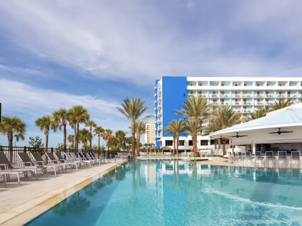 The long swimming pool at the Hilton Clearwater Beach Resort in Florida.