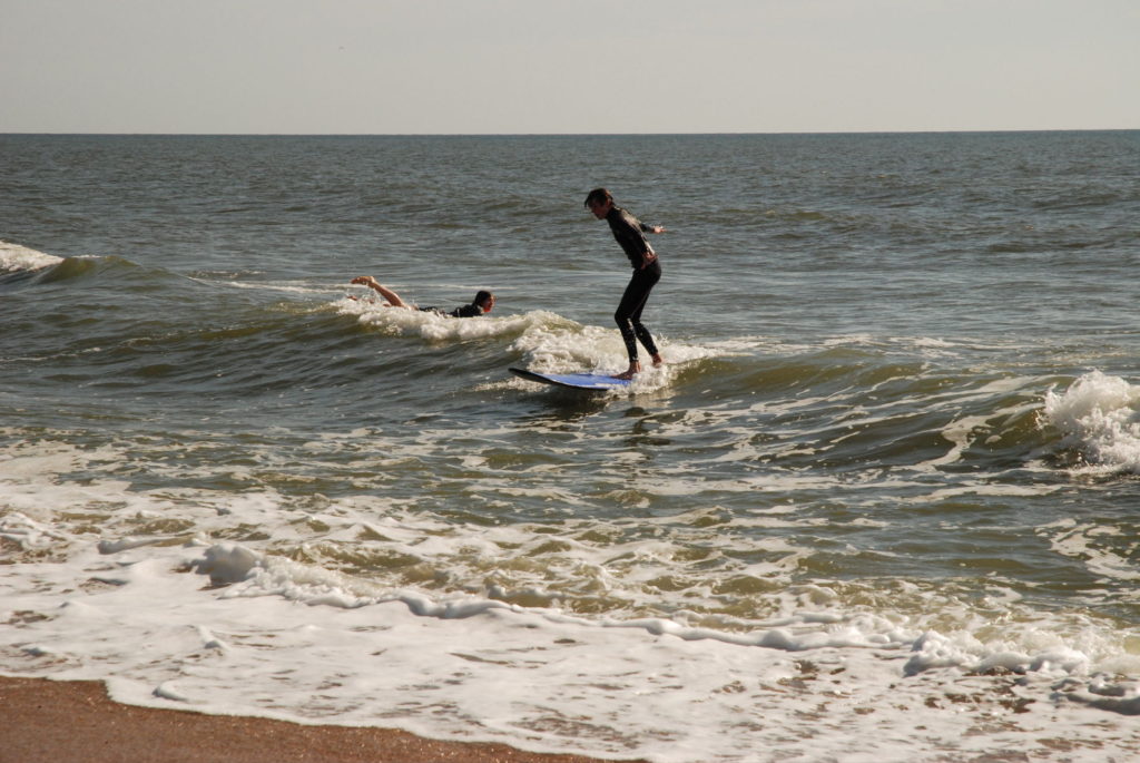 Beginner surfers practicing at the Amelia Island beach outside the Ritz Carlton Amelia Island.