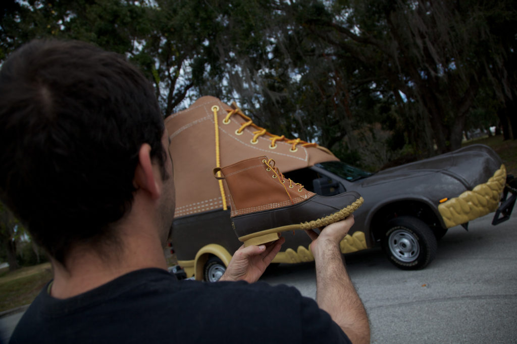 The L.L. Bean Bootmobile is inspired by the company's iconic workboot design.