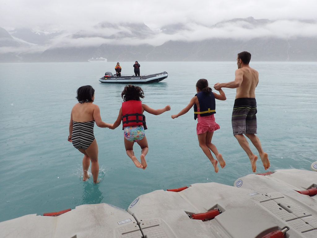 Parents plunging off the grid with kids on a family-focused UnCruise Alaska adventure cruise. Photo c. UnCruise Adventures