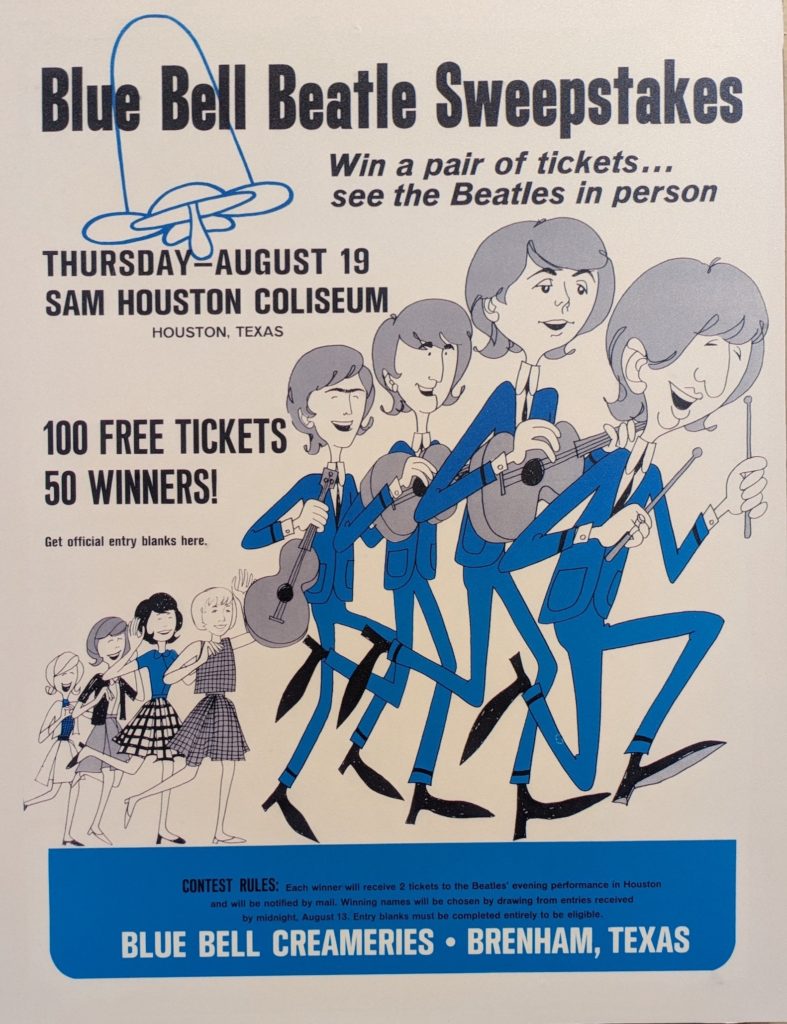 Blue Bell Creameries worked with The Beatles in 1965 to promote their ice cream.