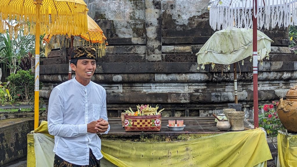 Pure Bali Tours leads visits to local temples so that visitors can learn about Balinese cultural traditions and receive a blesing.