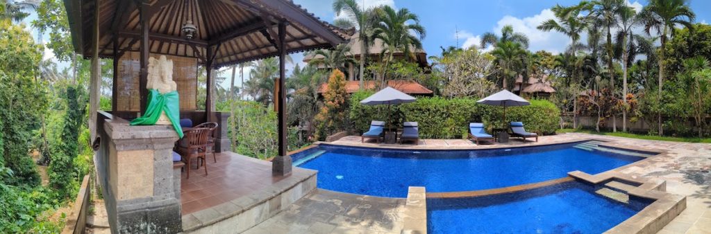 The Alam Shanti Hotel outside Ubud has a two-story family villa with its own private pool and sundeck.