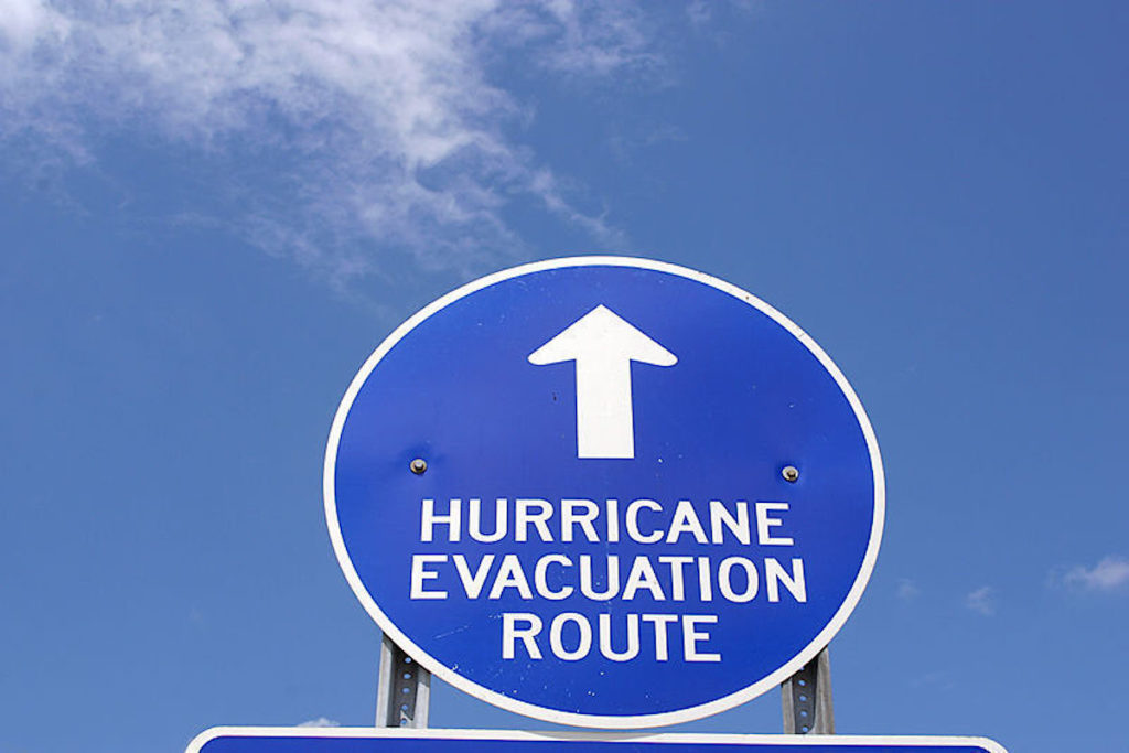 Hurricane evacuation route sign.