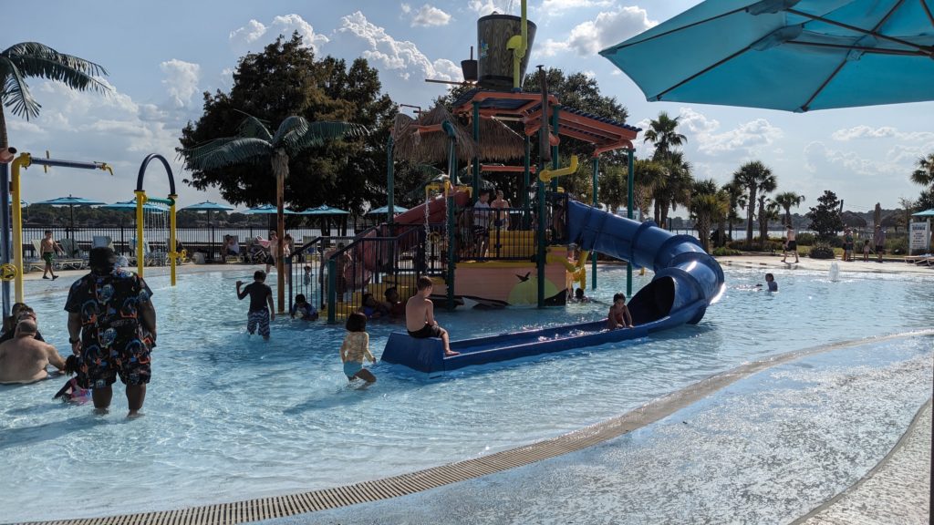 The large kids splash zone is a highlight of the resort for those visiting Margaritaville with kids or with the young-at-heart.