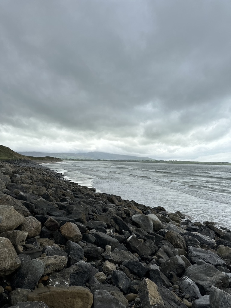 The rocky coast of Strandhill Beach in Ireland.