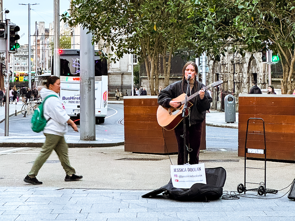 Buskers performing on Grafton Street in Dublin, Ireland.