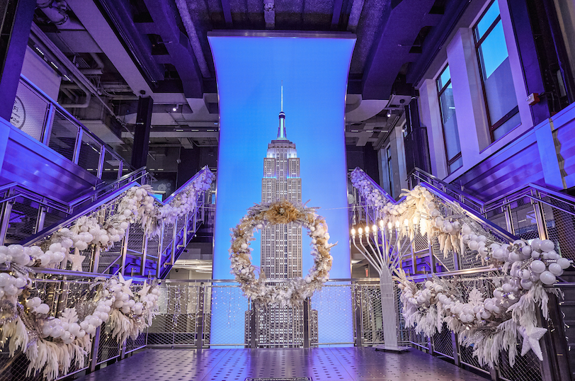 The Hannukah decorations at Empire State Building are as over the top as the Christmas ones at this inclusive NYC landmark. Photo c. ESB