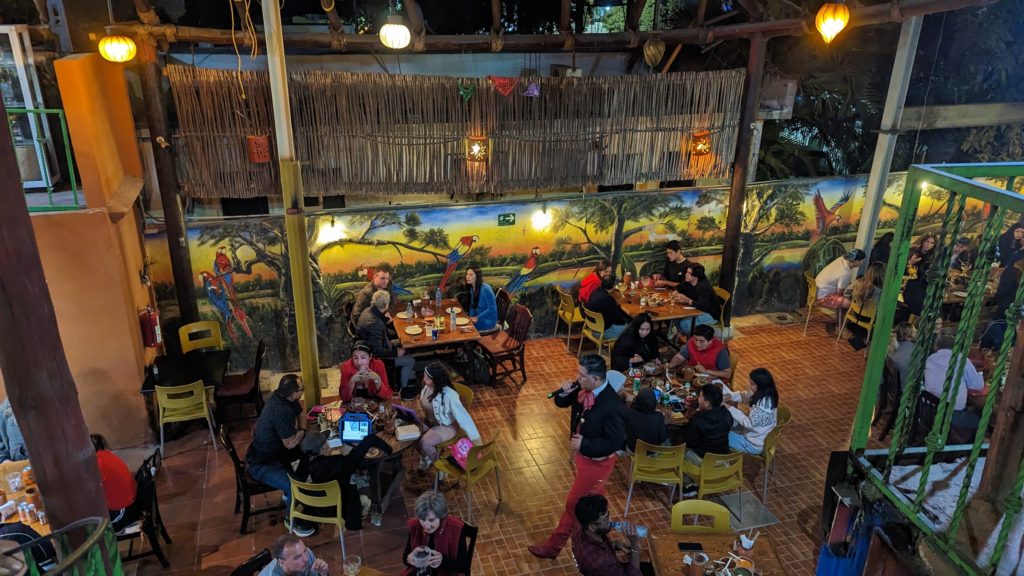 View of Las Guacamayas, a cafe specializing in molcajete in San Jose del Cabo.