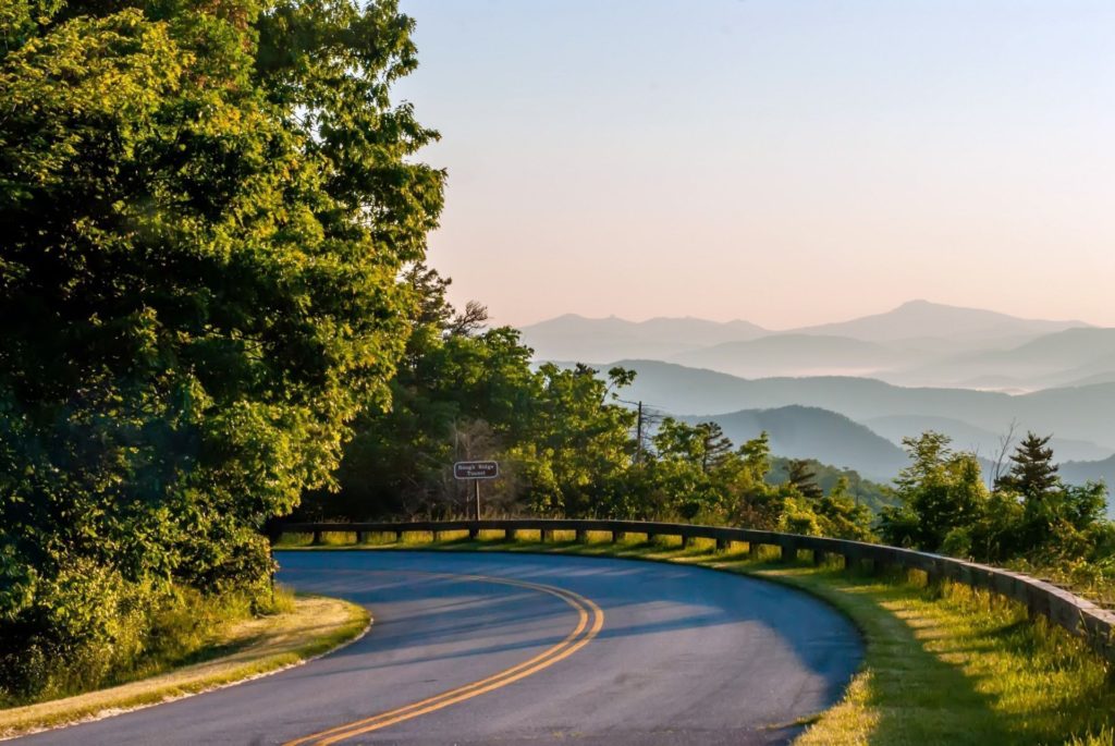 Scenic roadway along the Blue Ridge Parkway of Virginia near Shenandoah National Park.