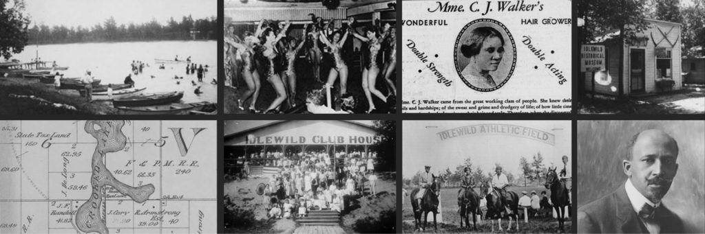 Montage of historic photos of the Black resort called Idlewild, from the collection of the Idlewild Historic and Cultural Center.