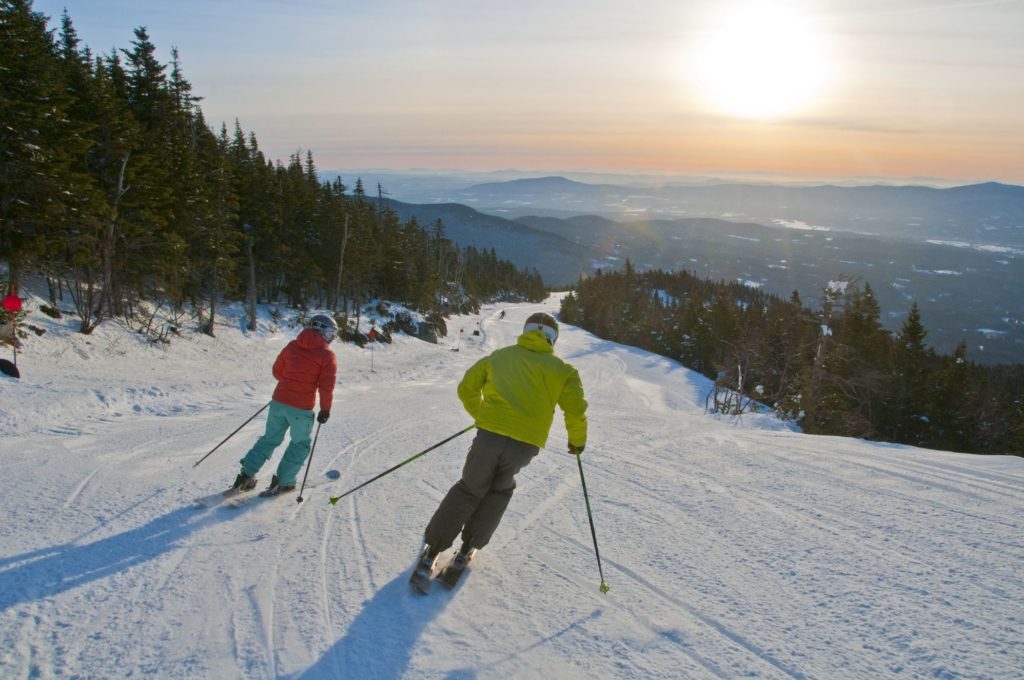 A spring day skiing at Stowe Mountain Resort in Vermont.
