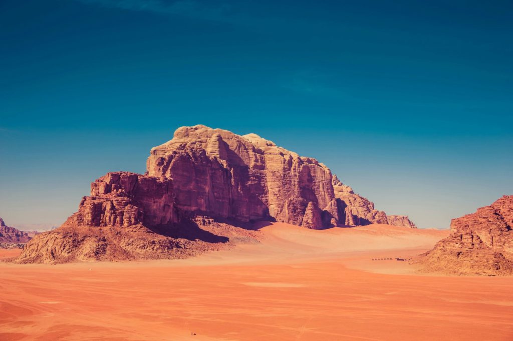 One of the outstanding rock faces at Wadi Rum where climbers go for an unforgettable adventure. Photo c. unsplash