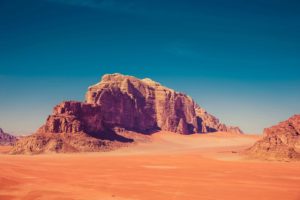 One of the outstanding rock faces at Wadi Rum where climbers go for an unforgettable adventure. Photo c. unsplash