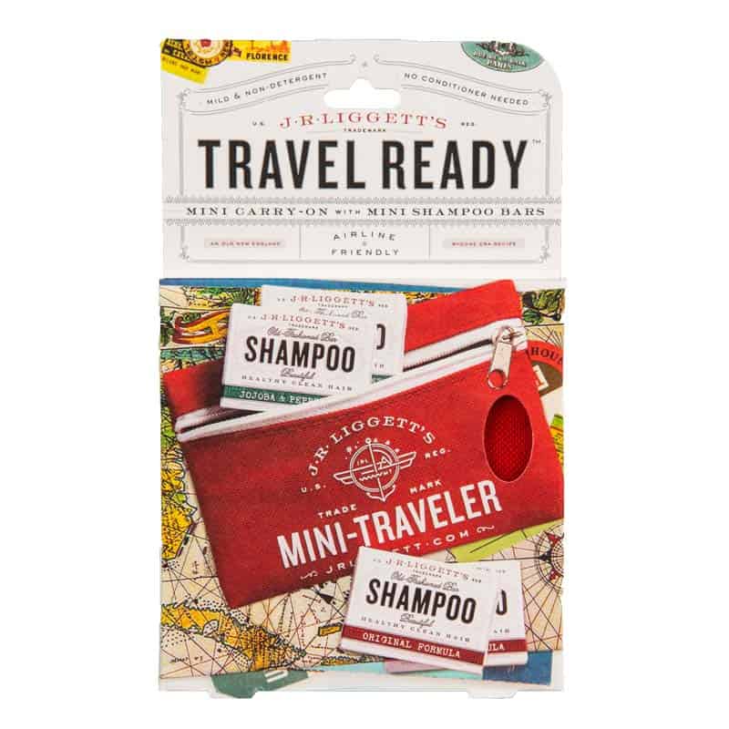 Travel pouch adn mini shampoo bars from JR Liggett's.