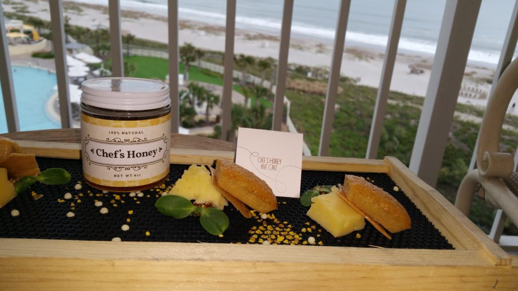 Chef Daven's honey hive cakes delivered with room service to my balcony.