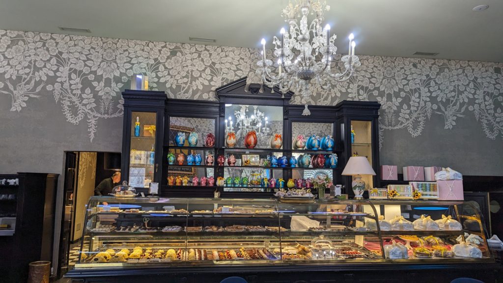 Baked goods and chocolates at Biffi, one of Milan's original pasticceria.
