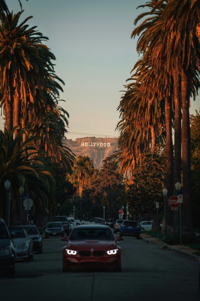 Looking up Highland Avenue to the Hollywood sign. Photo c. Roberto Nickson for unsplash.