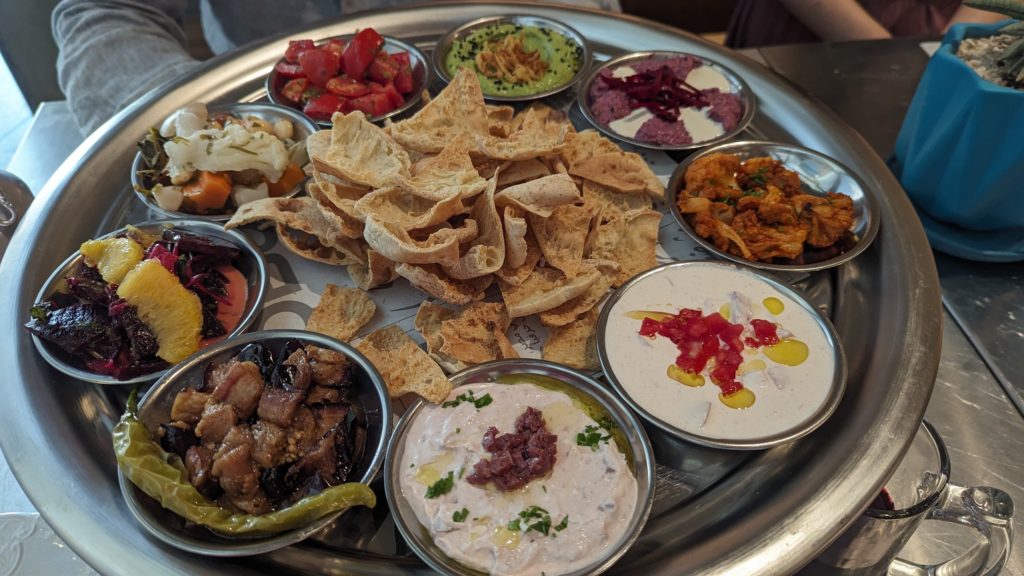 Mazza platter at Zooba, the casual Egyptian restaurant at the Grand Egyptian Museum. Photo c. Jessica Burnbach.