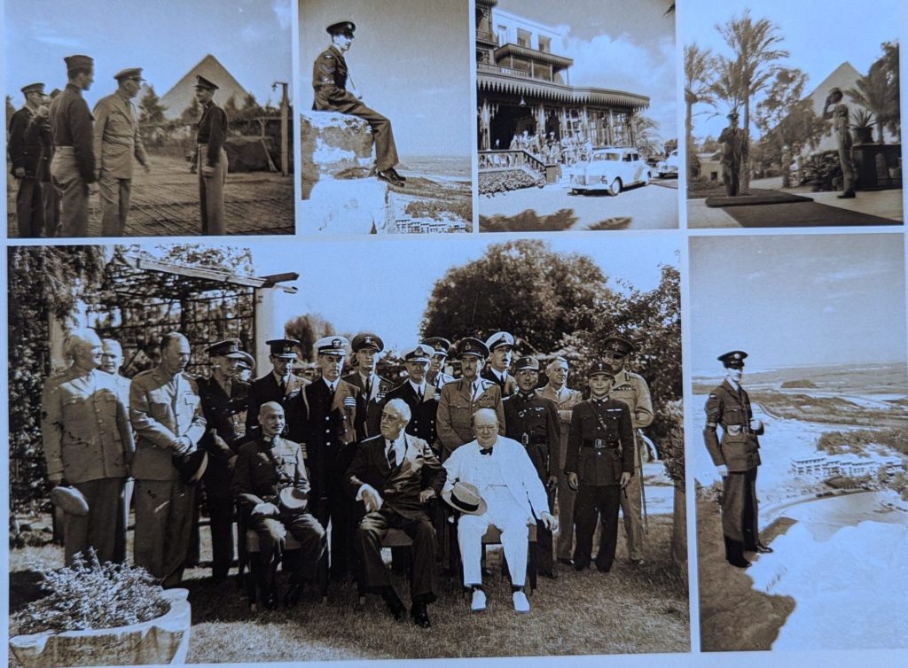 Historic photos of the 1943 Cairo Conference feature General Chiang Kai- shek, Pres Franklin D. Roosevelt, PM Winston Churchill, Genl Dwight Eisenhower and others negotiating a Korea settlement at the hotel. Photos c. Marriott Mena House, Cairo
