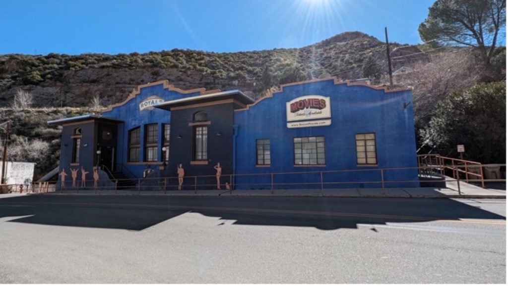 The bright blue Royale Theatre in Bisbee, Arizona -- a concert hall and performance venue -- is part of the town's quirky charm. Photo by Victor Aziz